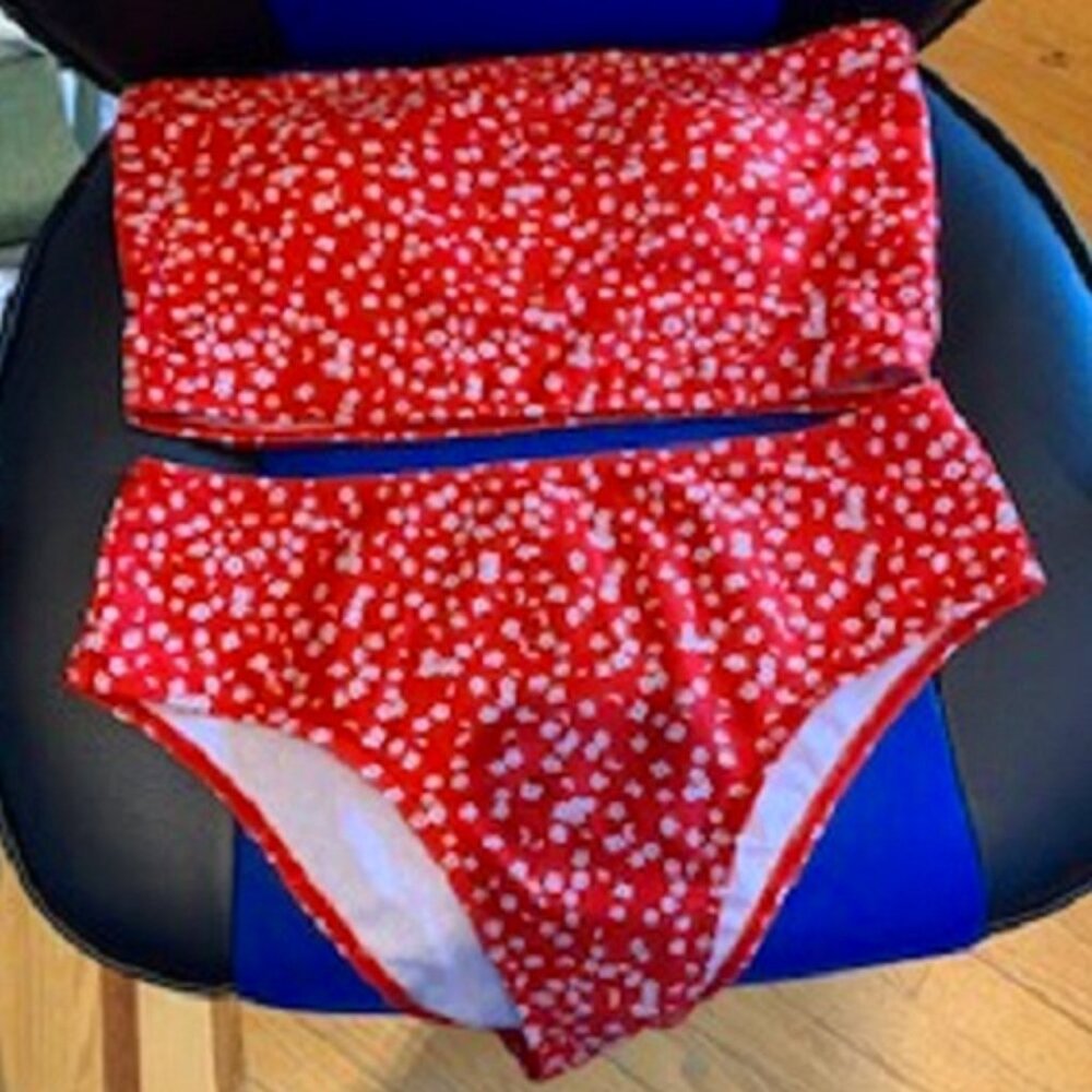 Swim by RONWE 2-Piece Bandeau Bikini SwimSuit Floral Print Set Sz: L
